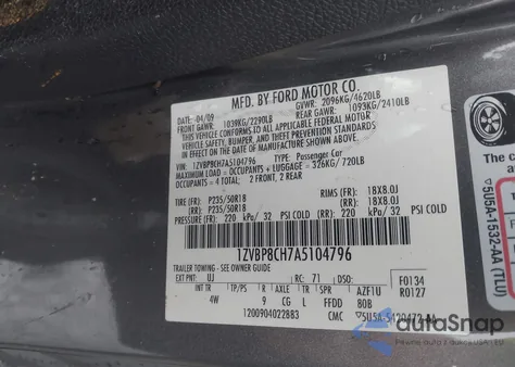 2010 Ford Mustang Gt/Gt Premium из США, поврежденный, VIN 1ZVBP8CH7A5104796